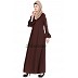 A-line designer abaya with frills on sleeves - Brown color  A-line designer abaya with frills on sleeves - Brown color